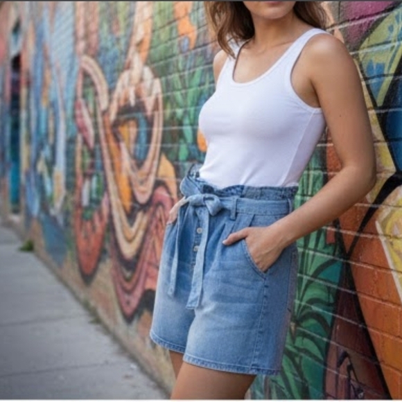 SO Paperbag Hi Waist Mom Shorts, Medium Wash, J17, NWT✔️ - Picture 13 of 13